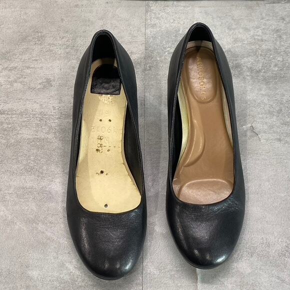 AEROSOLES Women's Black Leather Eye Candy Block Heel Slip-On Pumps SZ 8 - Picture 2 of 9